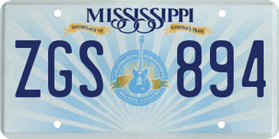 MS license plate ZGS894