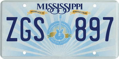 MS license plate ZGS897