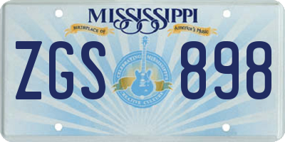MS license plate ZGS898