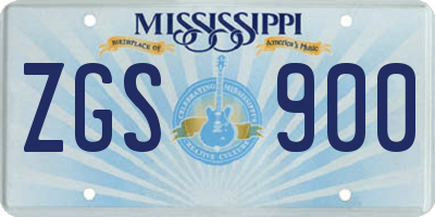 MS license plate ZGS900