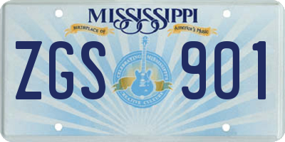 MS license plate ZGS901