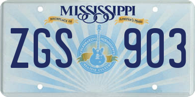 MS license plate ZGS903