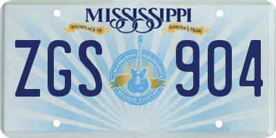 MS license plate ZGS904