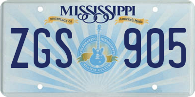 MS license plate ZGS905