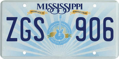 MS license plate ZGS906