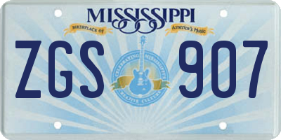 MS license plate ZGS907