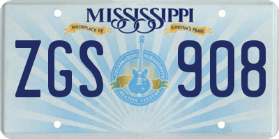 MS license plate ZGS908