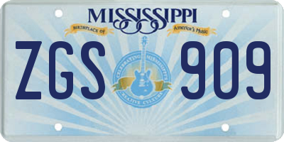 MS license plate ZGS909