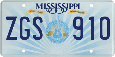 MS license plate ZGS910