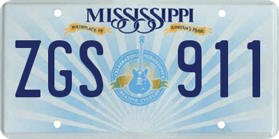 MS license plate ZGS911