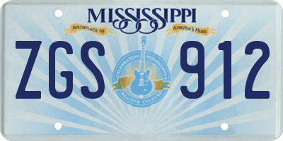 MS license plate ZGS912