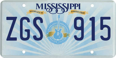 MS license plate ZGS915