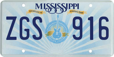MS license plate ZGS916