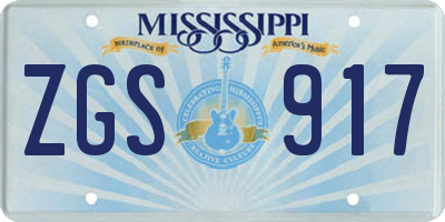 MS license plate ZGS917