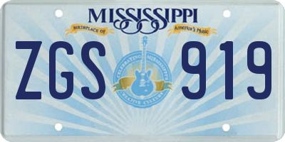 MS license plate ZGS919