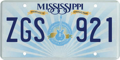 MS license plate ZGS921