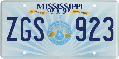 MS license plate ZGS923