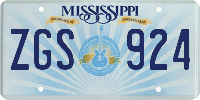MS license plate ZGS924