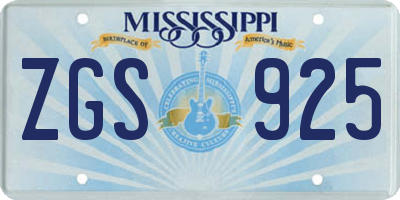 MS license plate ZGS925