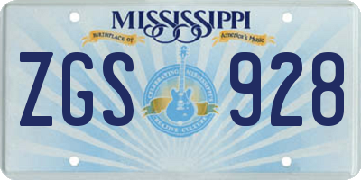 MS license plate ZGS928