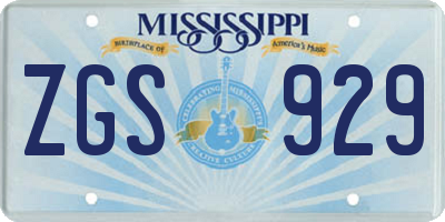 MS license plate ZGS929
