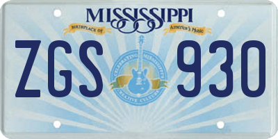 MS license plate ZGS930