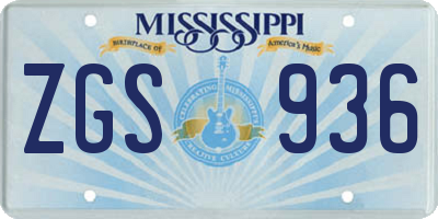 MS license plate ZGS936