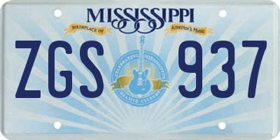 MS license plate ZGS937