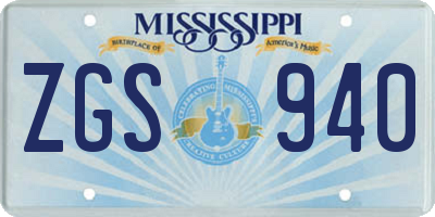 MS license plate ZGS940