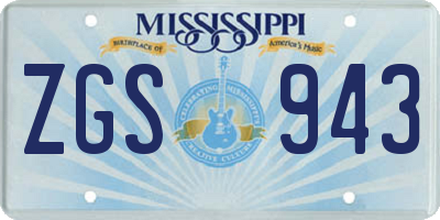 MS license plate ZGS943