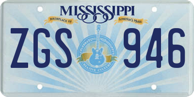 MS license plate ZGS946