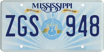 MS license plate ZGS948