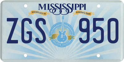 MS license plate ZGS950