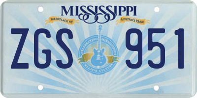 MS license plate ZGS951