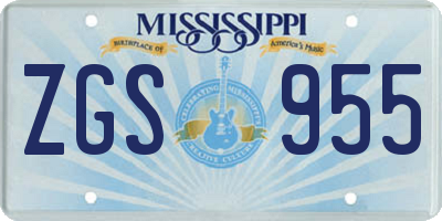 MS license plate ZGS955