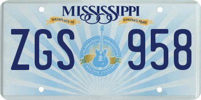 MS license plate ZGS958