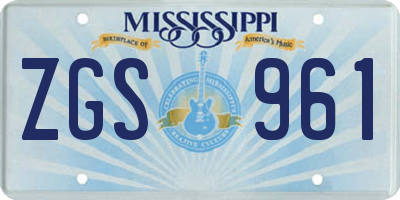 MS license plate ZGS961