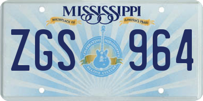MS license plate ZGS964