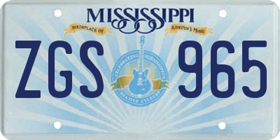 MS license plate ZGS965