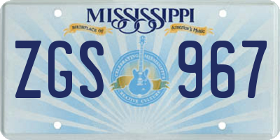 MS license plate ZGS967