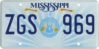 MS license plate ZGS969