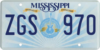 MS license plate ZGS970