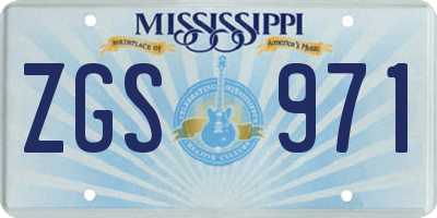 MS license plate ZGS971