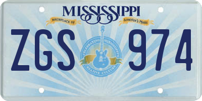 MS license plate ZGS974