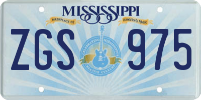 MS license plate ZGS975