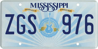 MS license plate ZGS976