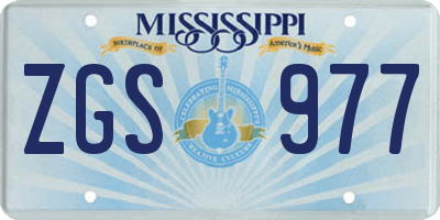 MS license plate ZGS977