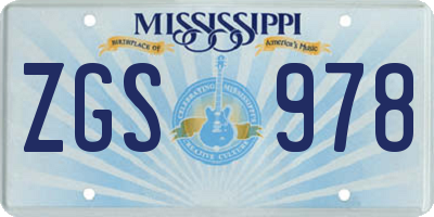 MS license plate ZGS978