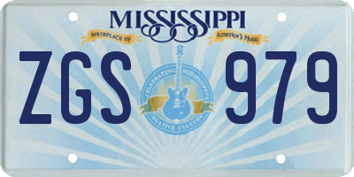 MS license plate ZGS979