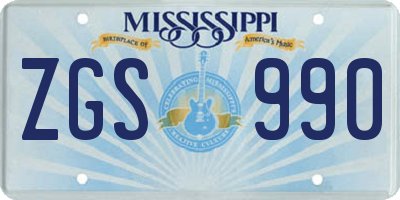 MS license plate ZGS990
